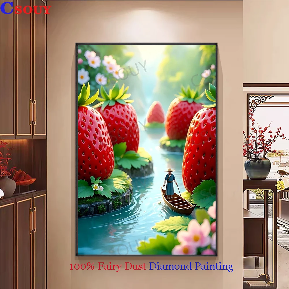 

100% Набор для вышивания алмазной мозаикой «Волшебная пыль»: клубника, лимон, мороженое, 5D вышивка, квадратная мозаика, декор для дома, рукоделие, кристаллы