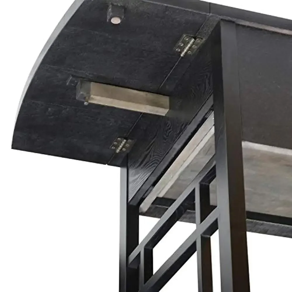 Mission Oak Drop Leaf Folding Writing Computer Desk Solid Wood Home Office Workstation Authentic Design Easy Assembly Compact