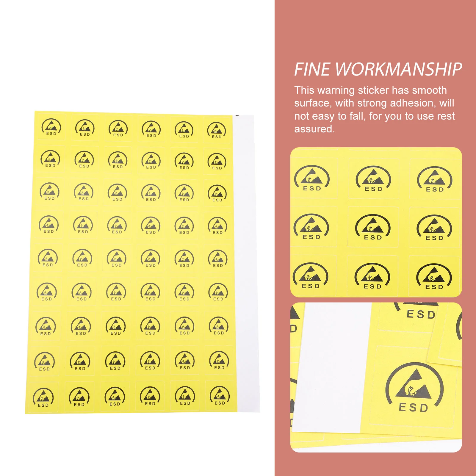 200 Pcs Static Stickers Easy to Notice Warning Decal Caution Label High Contrasted Color Electrostatic Paper Device Decals