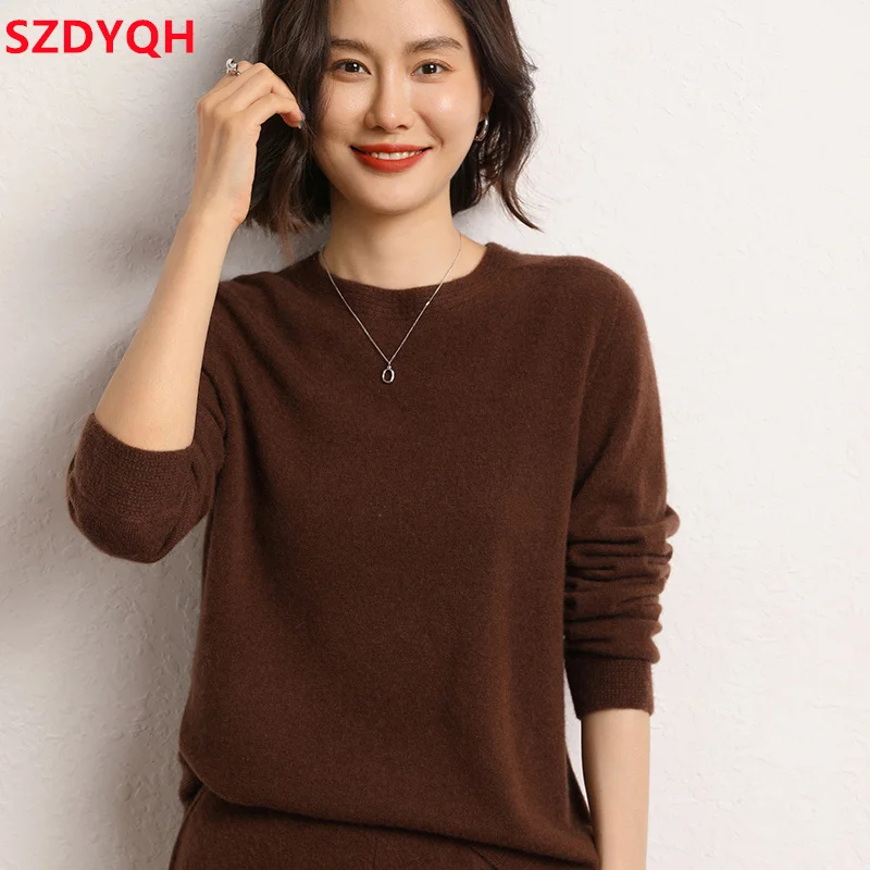 2023 Autumn Winter Women\'s 100% Cashmere Sweater O-Neck High Quality Soft Warm Pullover Female Solid Casual Knitted Jumper Tops