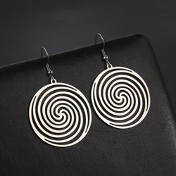 Skyrim spirale Swirl orecchini pendenti rotondi donna orecchini geometrici in acciaio inossidabile Color oro 2024 regalo di gioielli di tendenza all'ingrosso