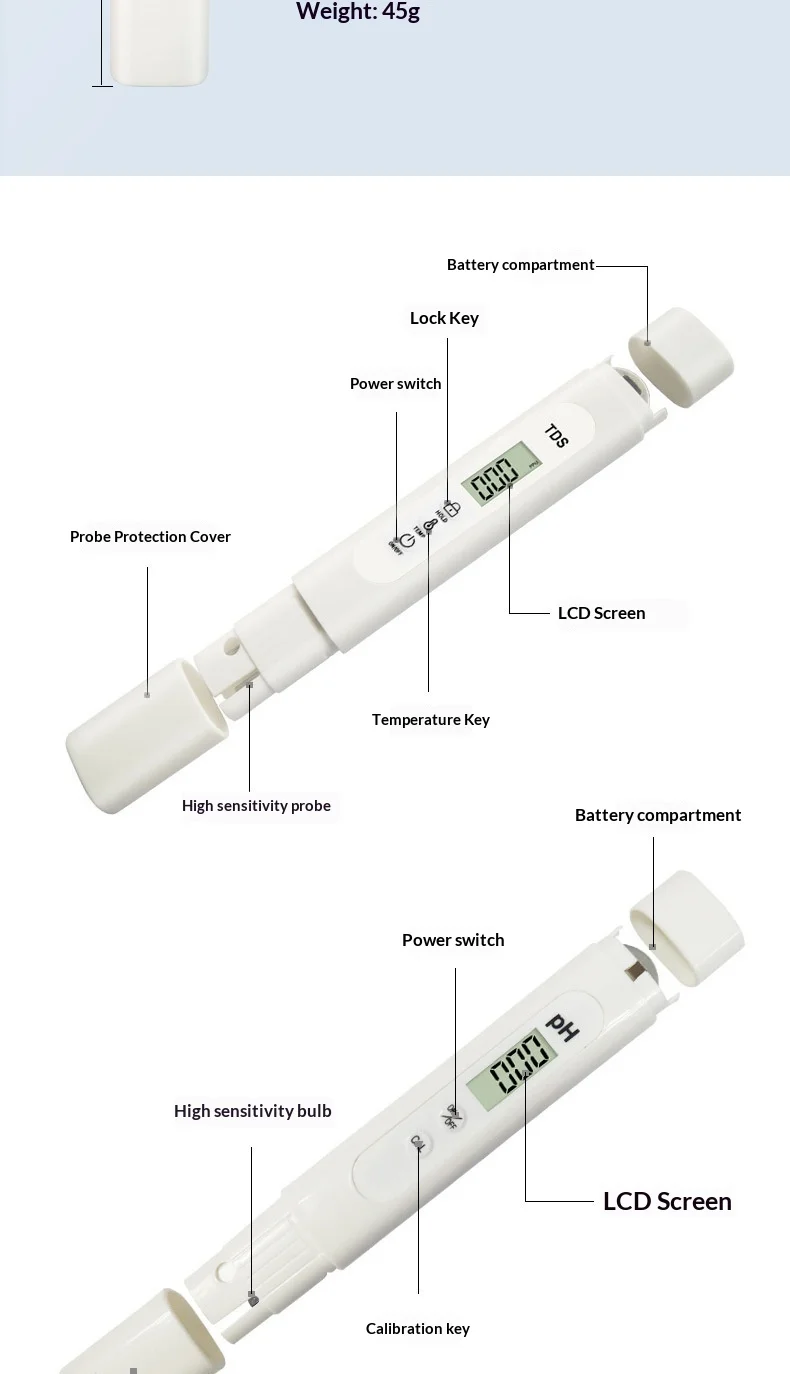 Type TDS PH Pen PH/Acidity Meter 0.01pH Accuracy For Hospital Swimming Pool Use Customizable New Model