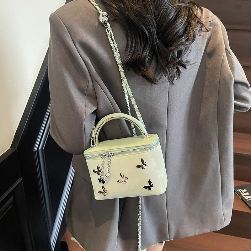 

Изысканные мини-сумки-коробки с бабочками для женщин, новая ручная квадратная сумка-мессенджер из искусственной кожи, модные сумки на одно плечо с цепочками