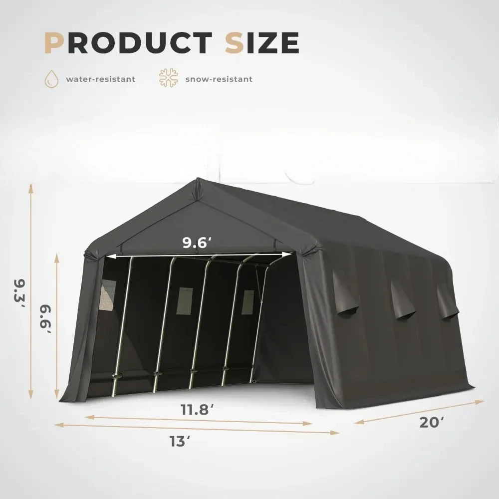 13 x 20 FTHeavy Duty Carport, Portable Garage with All-Steel Metal Frame & Vents, Anti-Snow Car Canopy Outdoor Storage