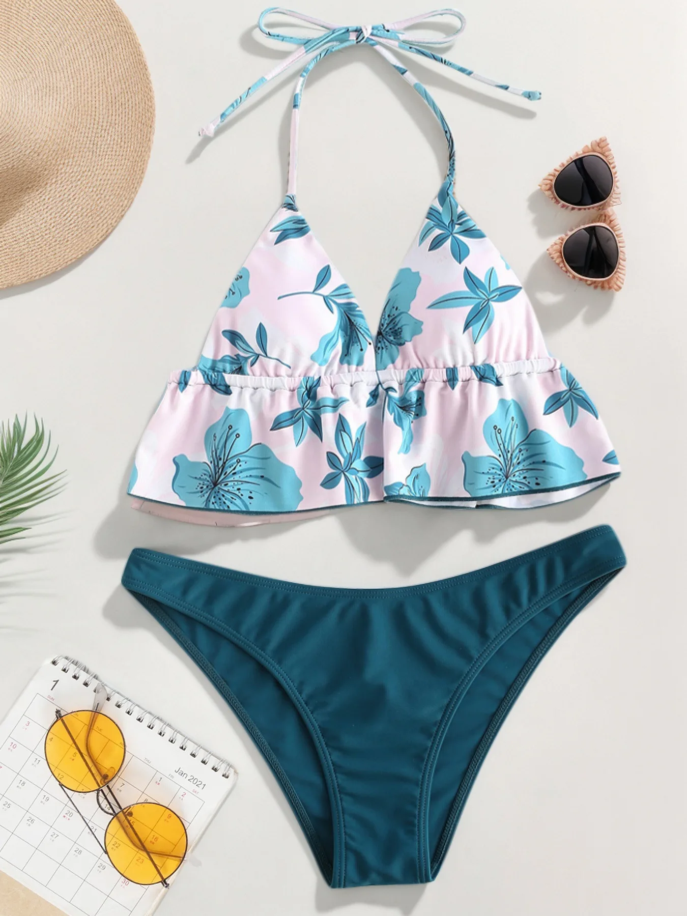 2025 New Sexy Bikini Set Floral Print Two-Piece Swimwear High Waist Swimsuit for Women Beach Vacation Beach Outfits Sexy Suits