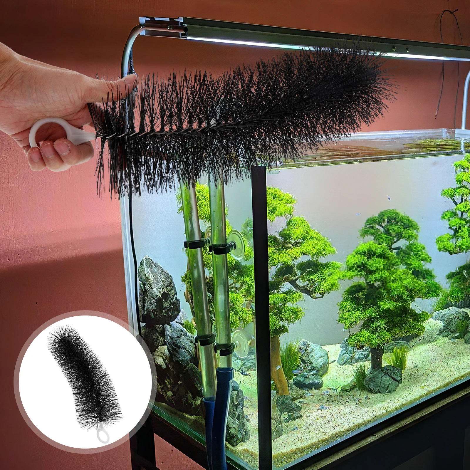 

Large Koi Fish Tank Aquarium Filter Brush 40cm Plastic Cleaning Tool for Pond Filter Maintenance Fish Tank Cleaner Accessories