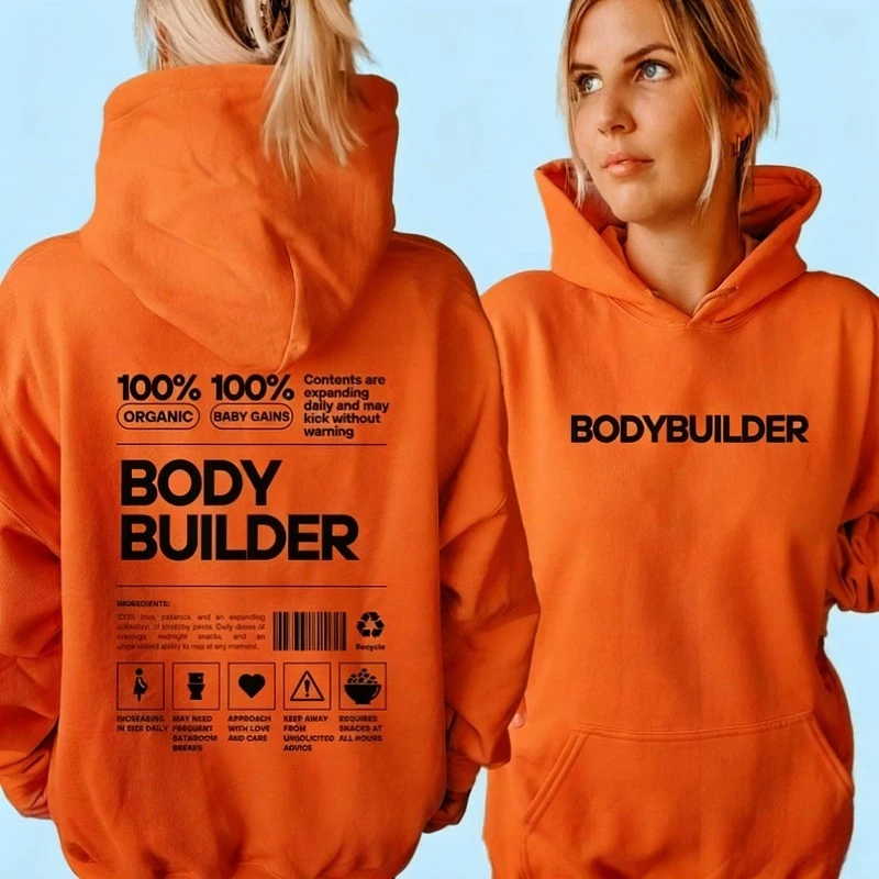 Sweat à capuche drôle pour annonce de grossesse de bodybuilder, entraînement physique, révélation de maternité, tenue d'annonce de bébé d'haltérophilie à capuche