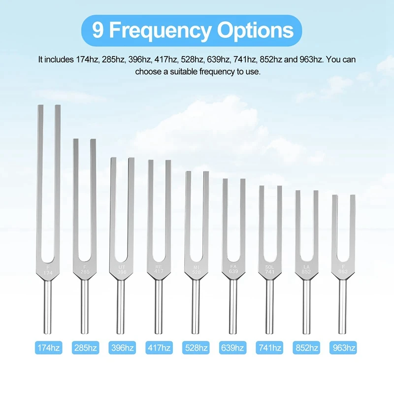 K50 Tuning Fork Set - 9 Tuning Forks For Healing Chakra,Sound Therapy,Keep Body,Mind And Spirit In Perfect Harmony