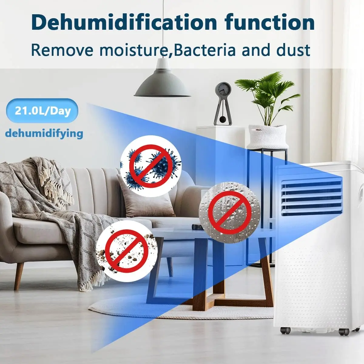 8000 BTU,3-in-1 AC Unit with Fan & Dehumidifier Cools 350 sq.ft, ECO Mode,2 Fan Speeds,24H Timer,Full-Function Remote Control