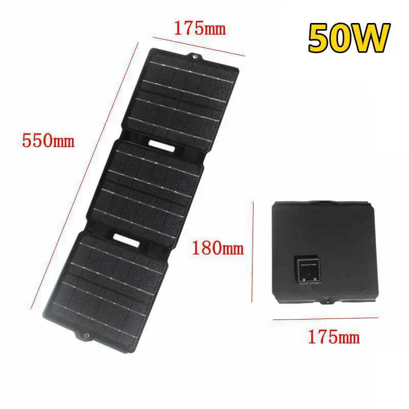 100W/50W Foldable Solar Panel USB 5V DC 12V Waterproof Solar Charger Portable Phone Solar Power Bank for Outdoor Camping Hiking