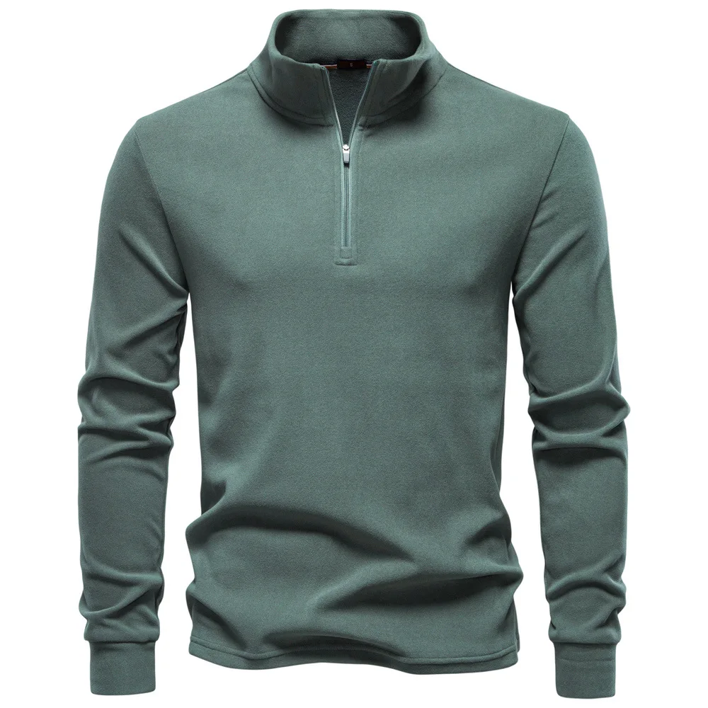 Sweat-shirt à manches longues pour hommes, col montant, demi-fermeture éclair, coque souple, respirant, chaud, pull décontracté, veste Streetwear, nouvelle collection 2025 ‌