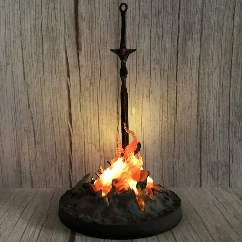 [VIP] 23cm Dark Souls LED ILLUMINATION Bonfire LIT Light Action Figure glowing fire staue Collection model