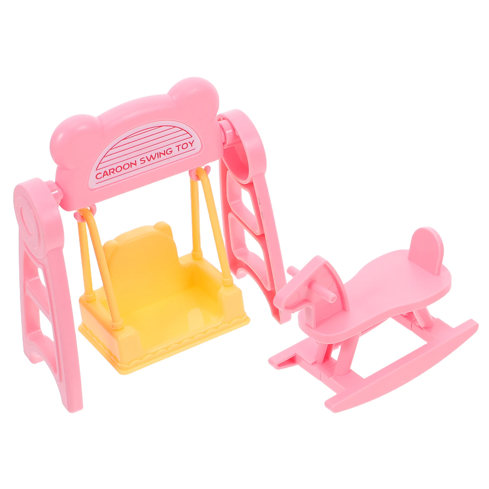 

2 Sets Children's Play House Toy Furniture Dollhouse Accessories Mini Ornament Miniatures Plastic Decorative Swing Model Chair