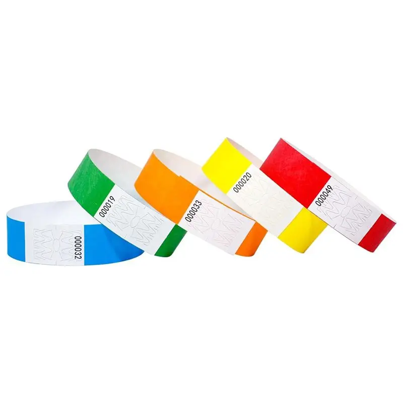 T23C 5 Color Tyvek Wristbands For Events - 500 Count Tear Resistant Waterproof ID Bands Durable Easy To Use B