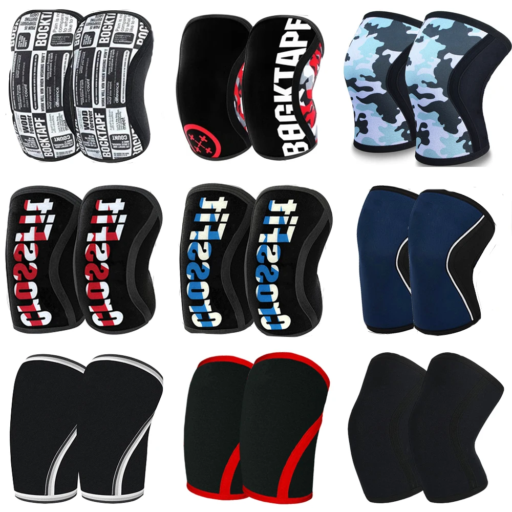 Crossfit Knee Pads Compression 7mm Neoprene Sports Knee Brace Squat Weightlifting Pressured Knee Sleeve Women Men Teens Custom