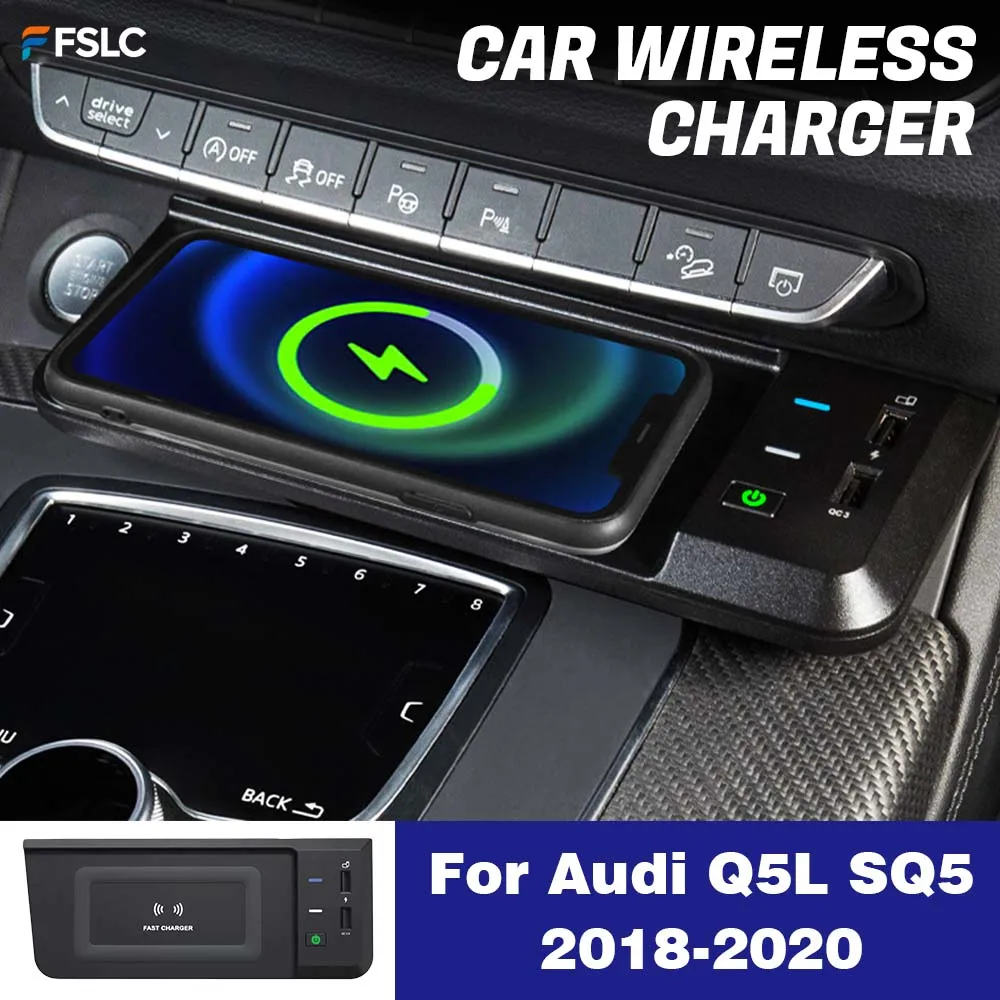 

⭐Genuine⭐ 15W Fast Auto Parts Wireless Charger For Audi Q5 SQ5 2018-2020 Black Cars Accessories USB Multi-socket Phone