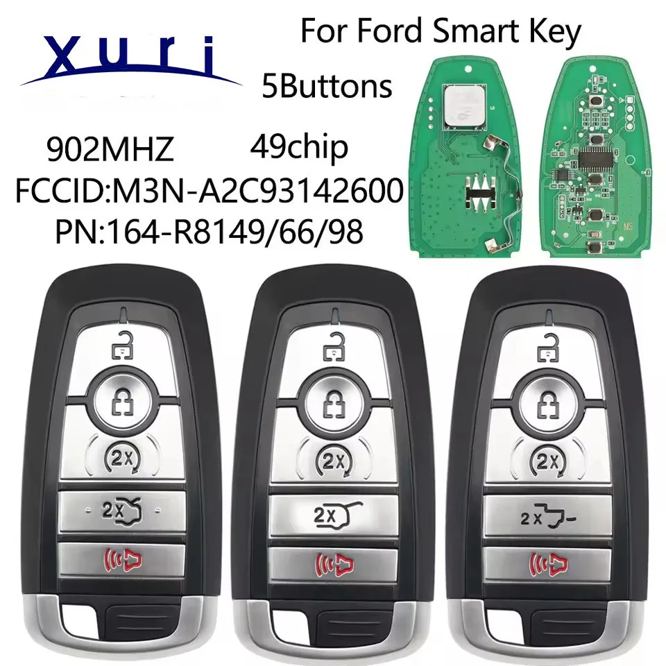 Xuri M3N-A2C93142600 ID49 902MHz Keyless Go Car Remote Control Key Fit For Ford Edge Fusion Expedition Explorer Mustang