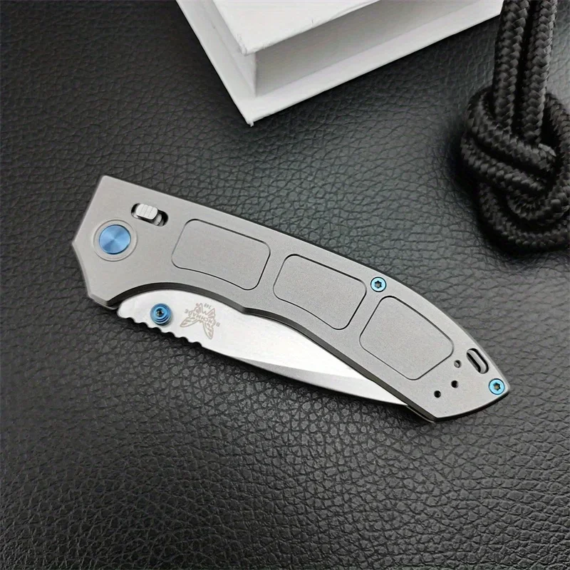 BM 748 Folding Knife D2 Blade Gray Aluminum Handle Outdoor Tactical Hunting Camping Hiking Portable EDC Knife With Pocket Clip