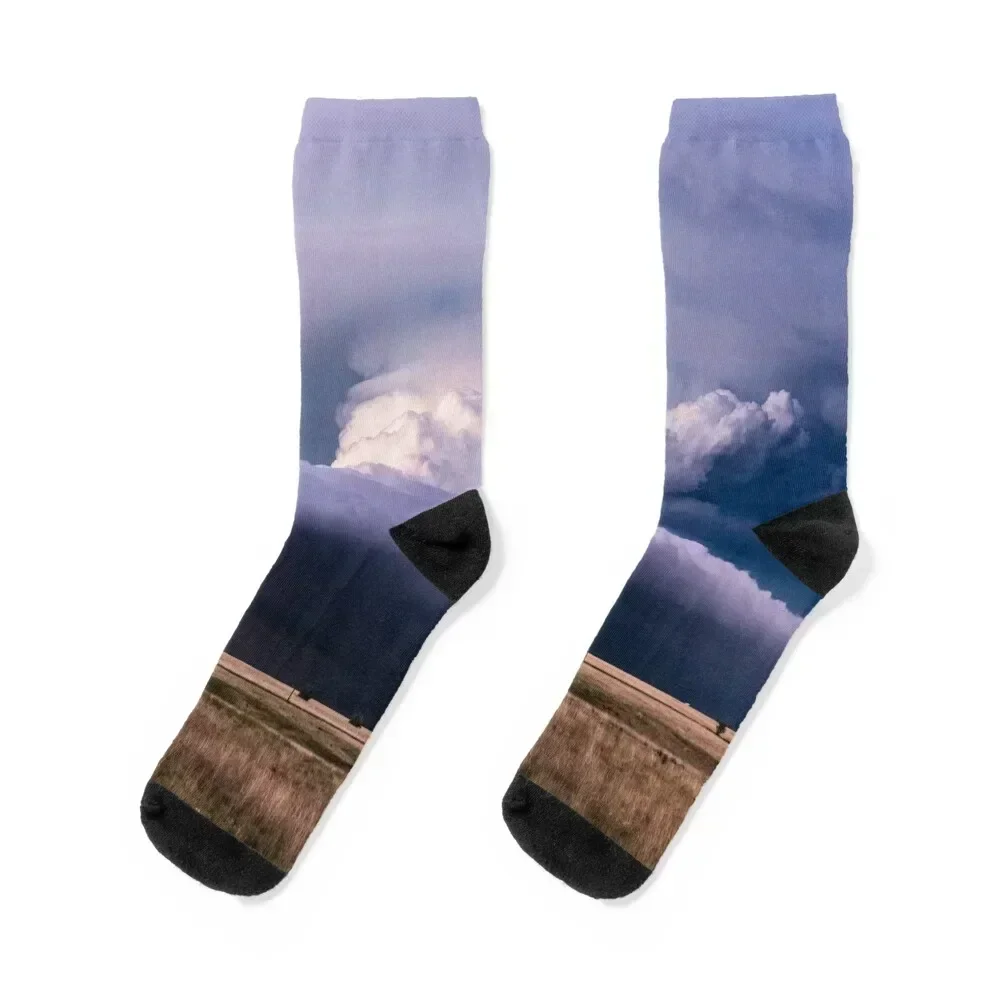 Wing Span - Supercell Thunderstorm Spans Horizon on Stormy Spring Evening in Texas Socks hip hop luxe Socks For Men Women's