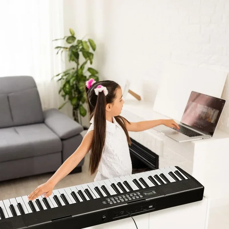 61 Key Folding Digital Piano with Semi-Weighted Keys and Perfect for Piano Lovers Portable Starter Exercise Keyboard