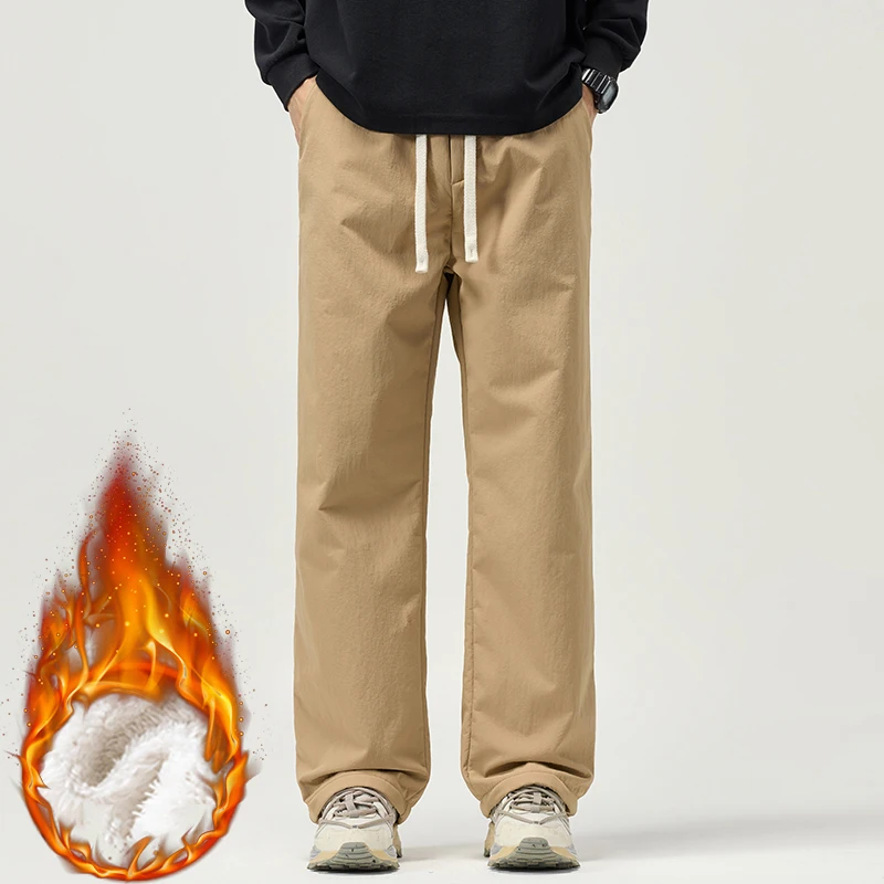 الشتاء صوف الضأن الرجال سميكة سراويل تقليدية مستقيم الساق الصوف فضفاض السراويل الكورية الدافئة موضة مريحة Highstreet نزهة #2