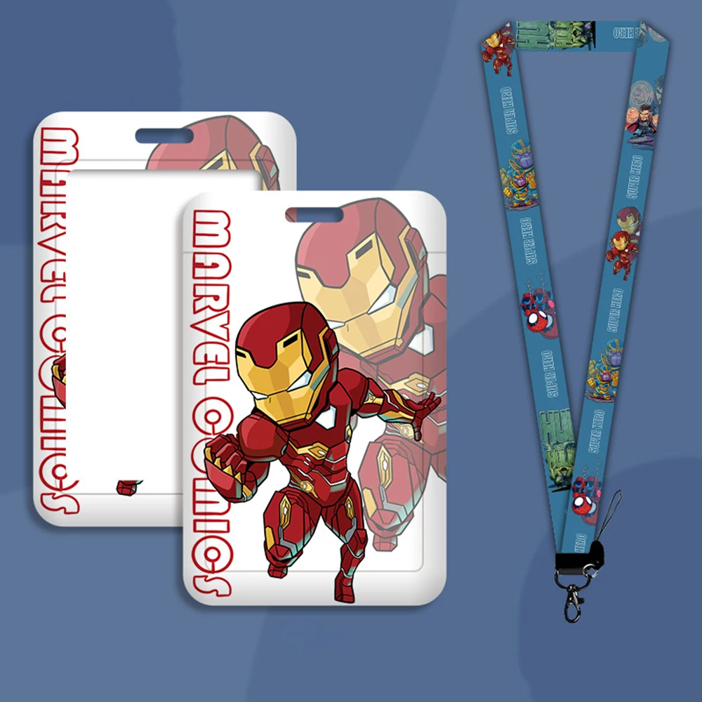 Cartoon Style Marvel Keychain Members Of The Avengers Lanyard Pass Mobile Cute Phone Charm Straps Halloween Gift For Children