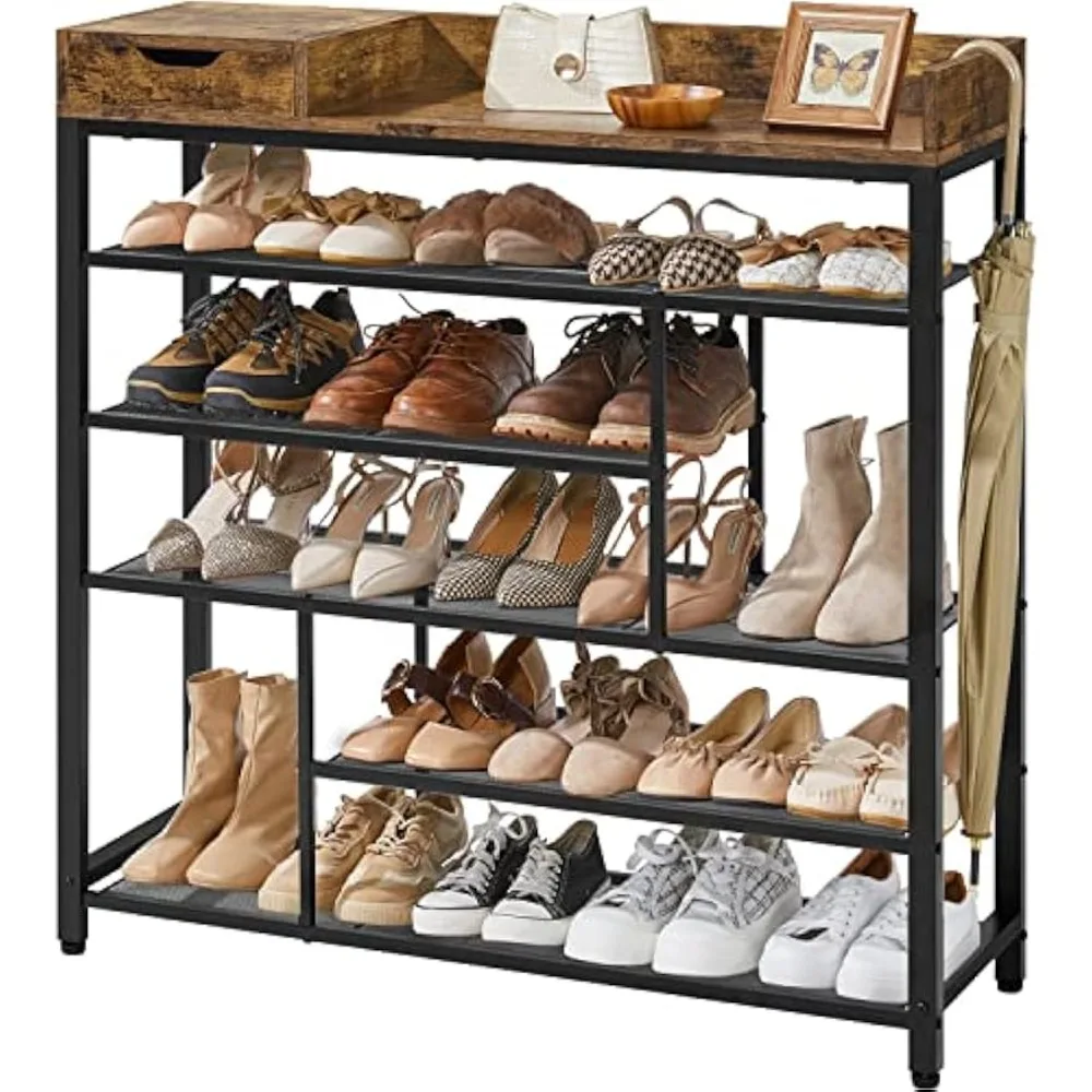 

6-Tier Shoe Rack with Storage Box | Free-Standing Shoe Organizer & Cabinet for Entryway/Doorway, Rust-Resistant