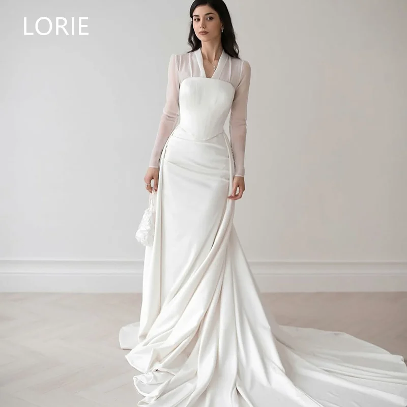 

LORIE Mermaid Luxury Satin vestidos de novia Wedding Dress Sadui Arabia Bridal Gowns Modest Wedding Gown Customized 2025