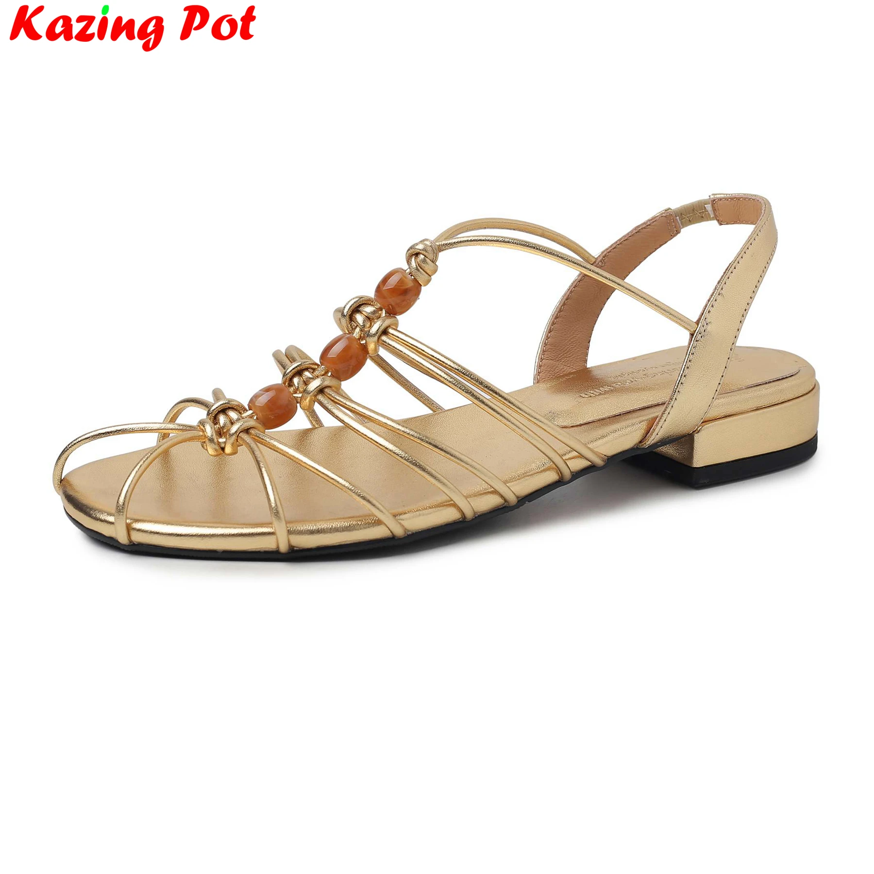 Plus Size Microfiber Low Heels Peep Toe Rhinestone Summer Shoes Office Lady Dating Elegant Gladiator Brand Modern Women Sandals