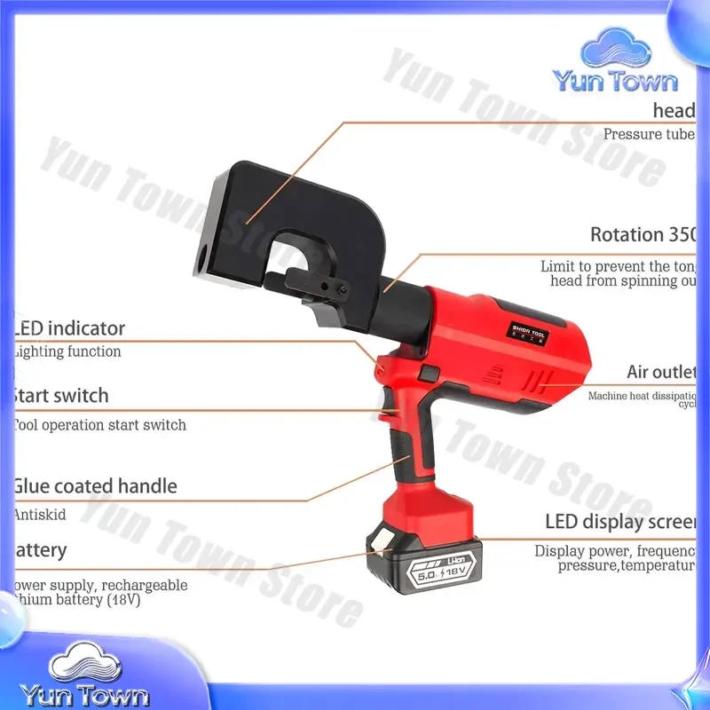 12 Ton Portable Hydraulic Punching Tool for Stainless Steel Plates with Rechargeable Li-ion Battery CE Approved 6.5-20.5mm
