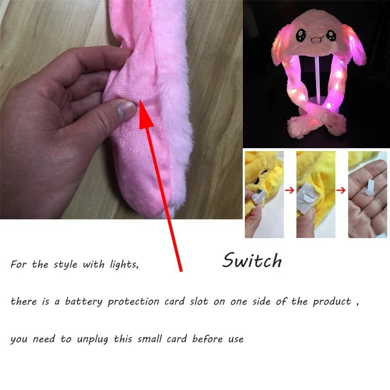 ウサギの耳の豪華な帽子,明るいLEDパーティーハット,子供向けのフェスティバルギフト,暖かいウサギの耳の帽子,写真アクセサリー,冬