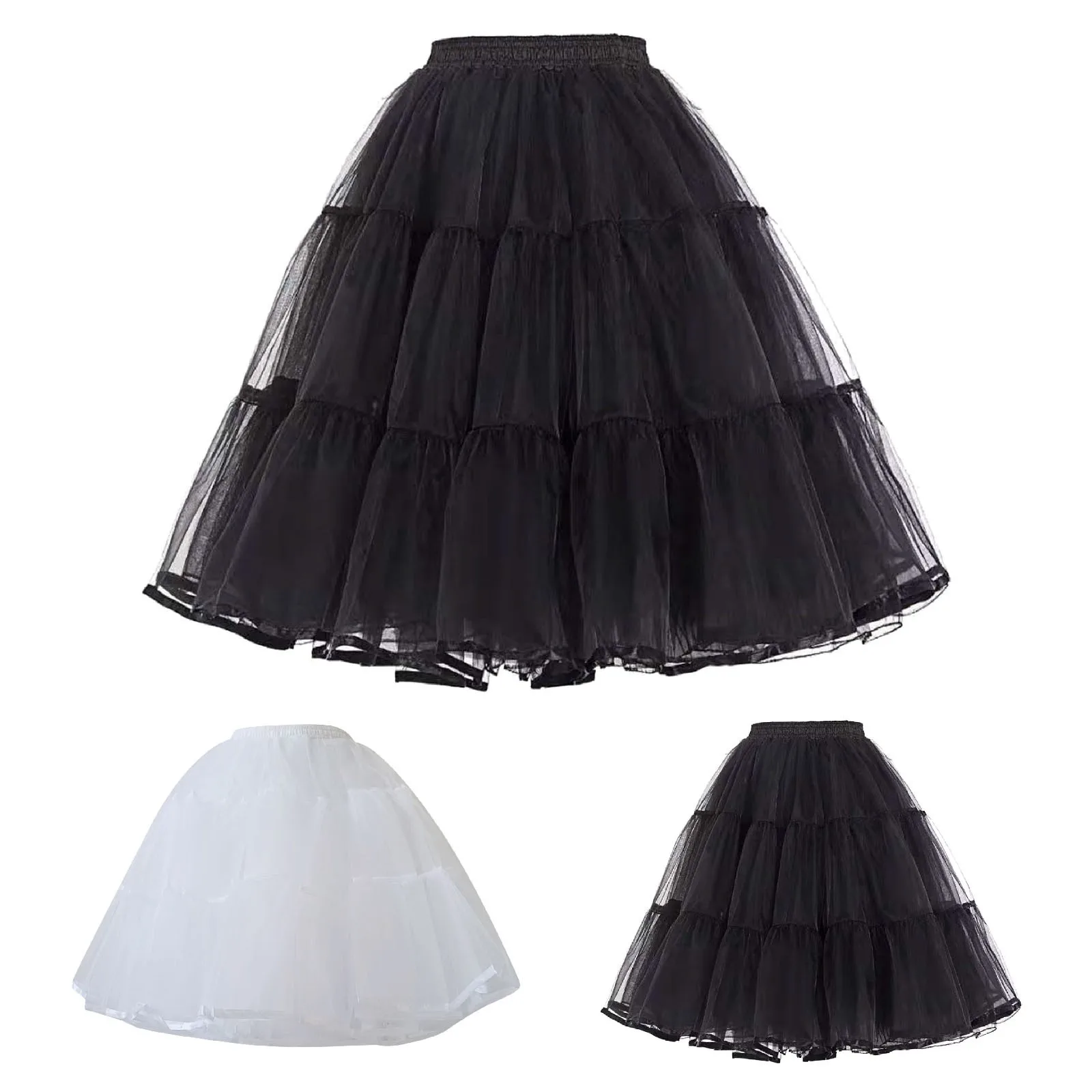 

Women Tulle Skirt Ballet Dance Wedding Pettiskirts Layered A Line Puffy Skirts Bridal Petticoat Solid Mesh Tutu Skirt Faldas