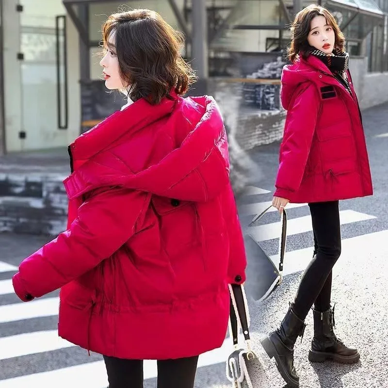 Women's Autumn Winter Top Coat Cotton Coat Thick Warm Shiny Large Size Simple Comfortable Casual Design Fashion Niche Versatile