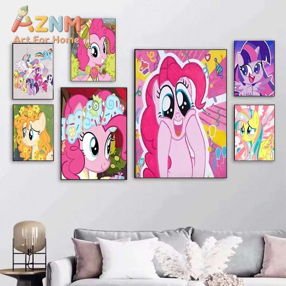 My Little Pony Pinkie Pie Cute Expression Canvas Painting Frameless Wall Art Print Poster Home Bedroom Living Room Cartoon Wal