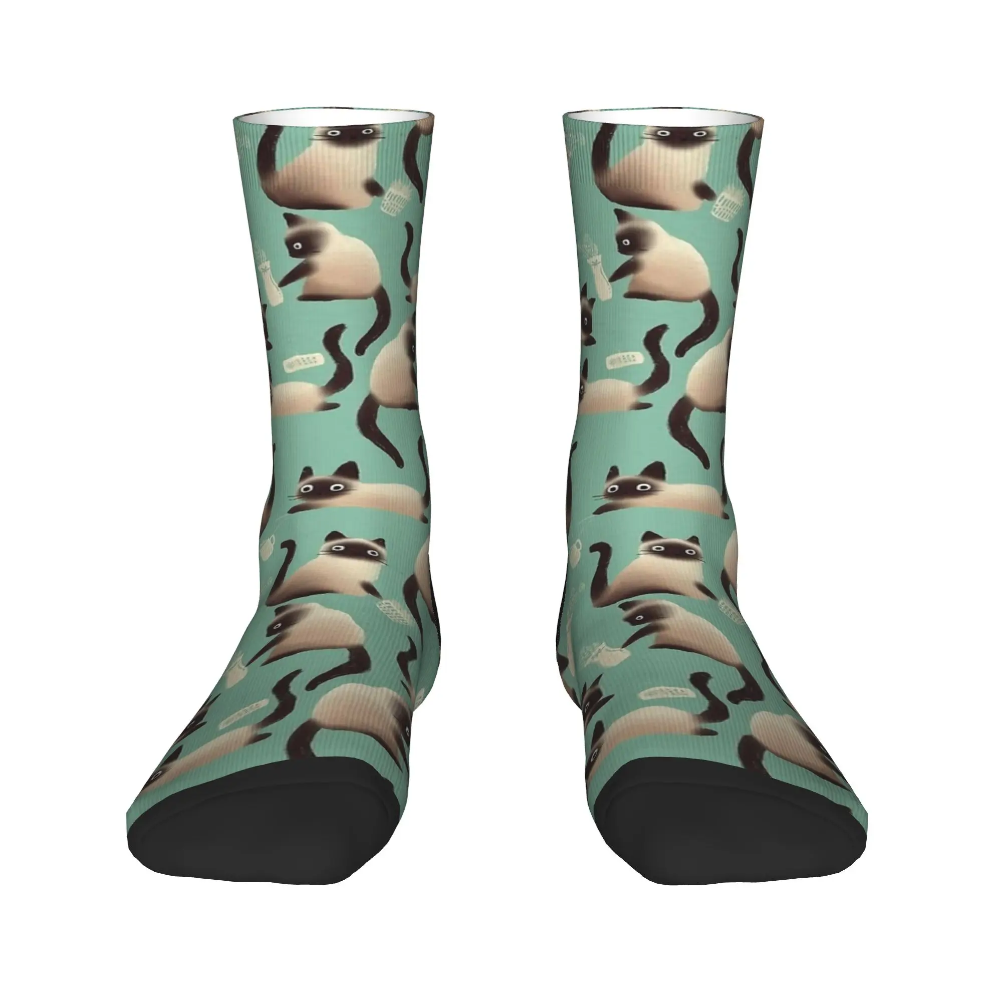 Bad Siamese Cats Knocking Stuff Over Stockings  Custom Gothic Socks Winter Non Slip Socks Adults Men Cycling Quality Socks