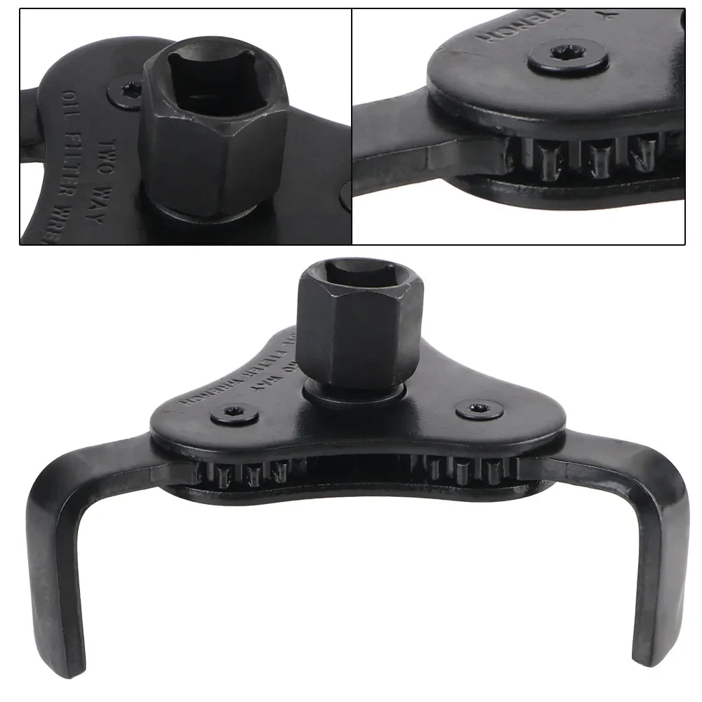 مفتاح ربط فلتر الزيت قابل للتعديل مع مفتاح إزالة فك 3 فكي من 2-1/2 بوصة إلى 4.5 بوصة مجموعة أدوات مفتاح ربط فلتر الزيت العالمي