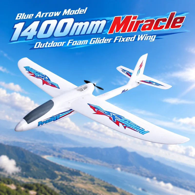 Blue Arrow model airplane 1400mm miracle outdoor foam glider fixed wing assembled electric remote control model airplane.