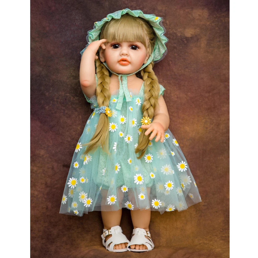 KEIUMI New 55 cm 22 Inch Silicone Vinyl Reborn Princess Dress Baby Doll Collection Bebe Reborn Toys Birthday Gifts For Child