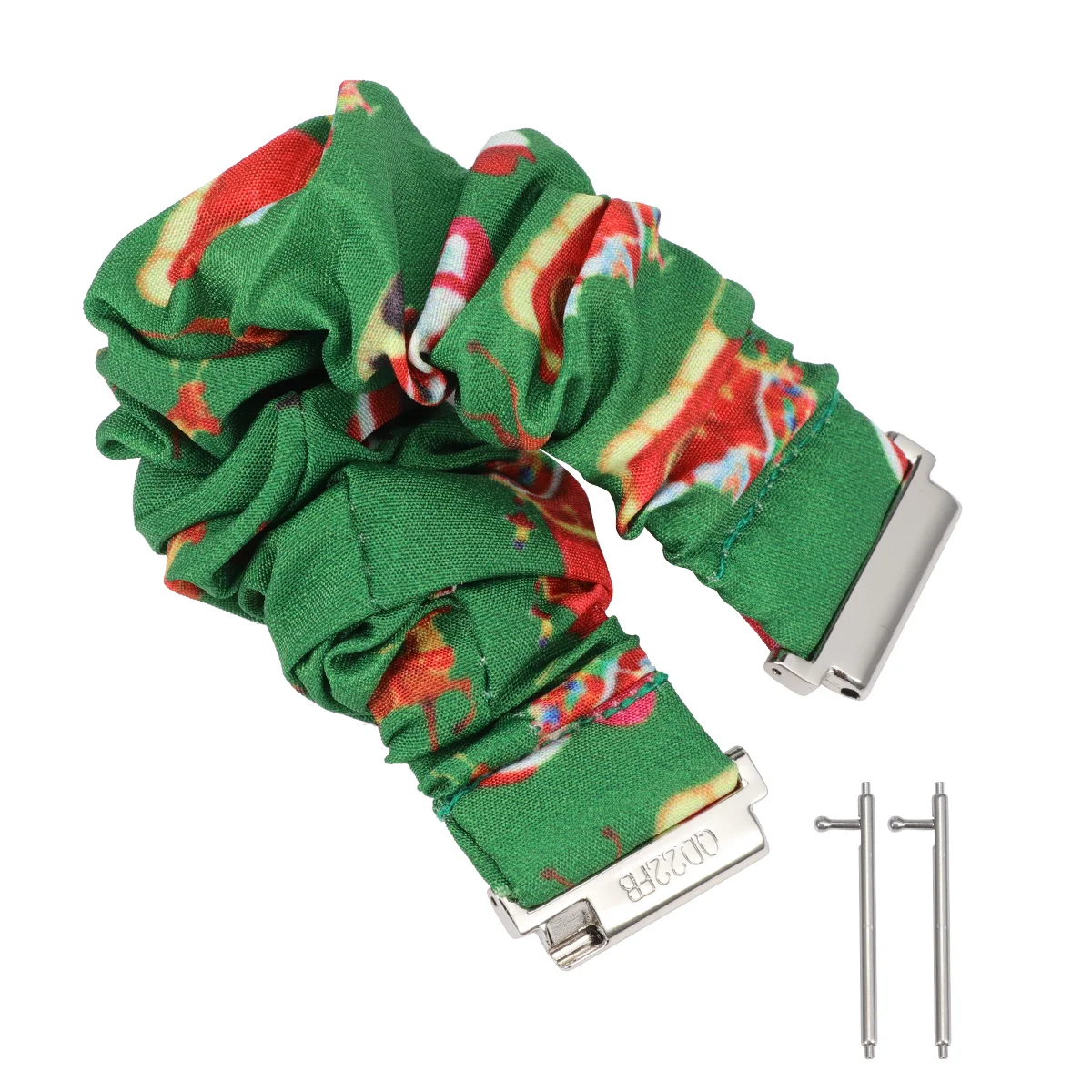 

Christmas Print Watch Strap Compatible 2 Practical Hair Ring Design Watch Replacement Band Fashion