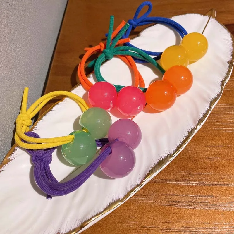 2025 Spring Summer New Colorful Ball Jelly Hair Ties, Cute Elastic Bands for Girls,  Sweet Versatile Hair Accessories for Kids