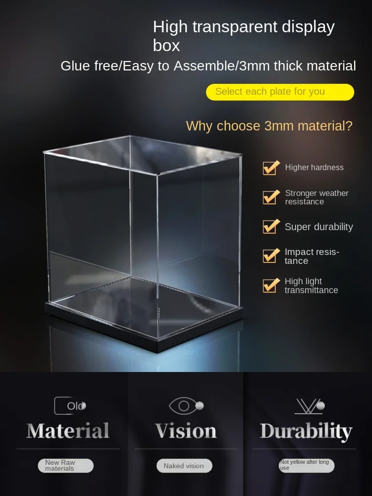 For high transparency acrylic display box blind box figure clay model cover toy Gundam dust box storage box customization