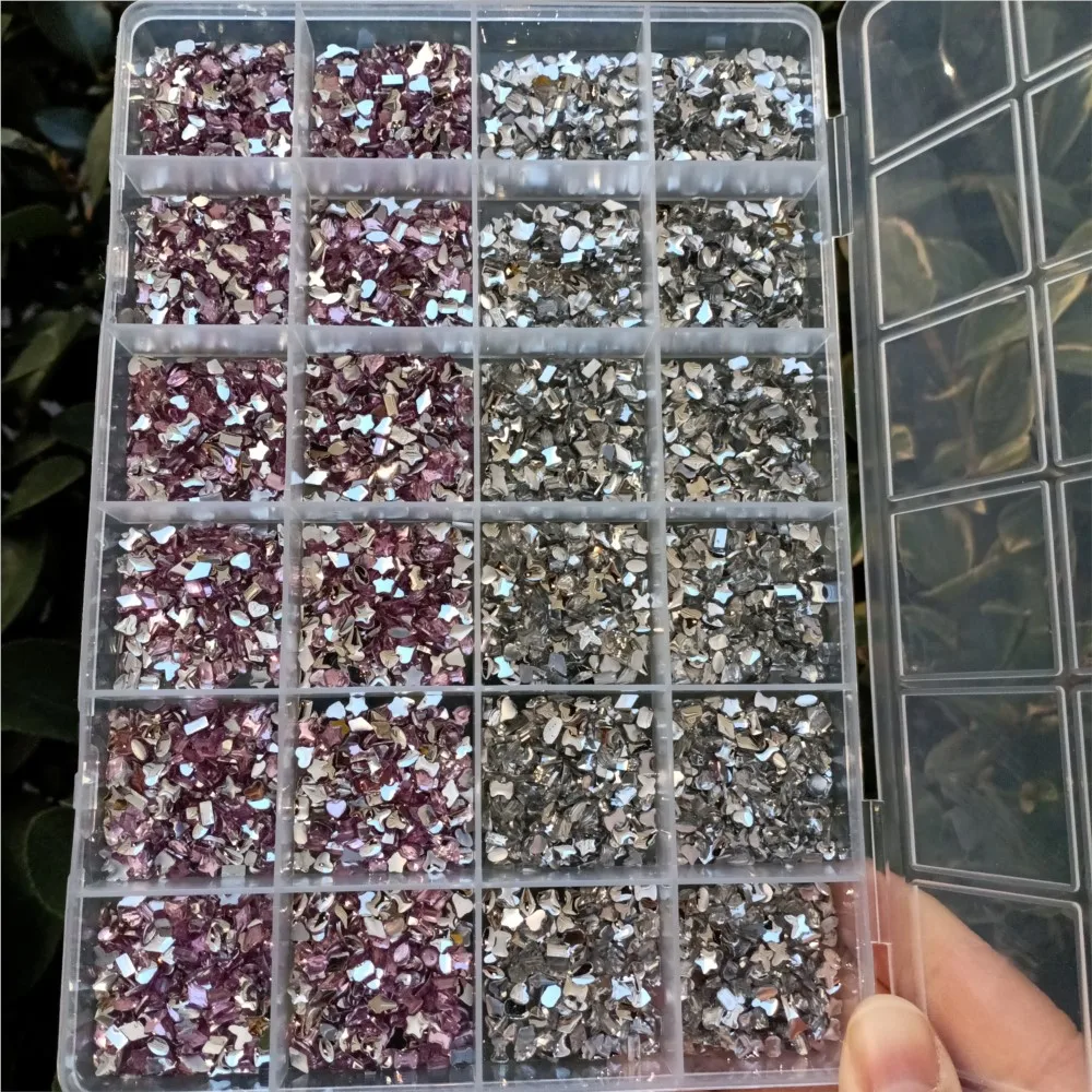 

24 Grids Pink Clear Nail Art Rhinestones Shiny Star Moon Heart Butterfly Nail Jewelry Multiple Styles Flat-back Gems Decorations