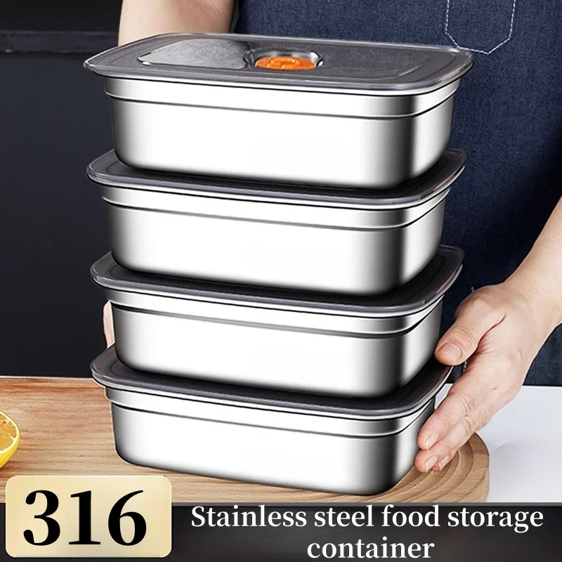 

Storage Box for refrigerator 316 stainless steel fresh-keeping box Stainless steel refrigerator storage box Refrigerator Storage