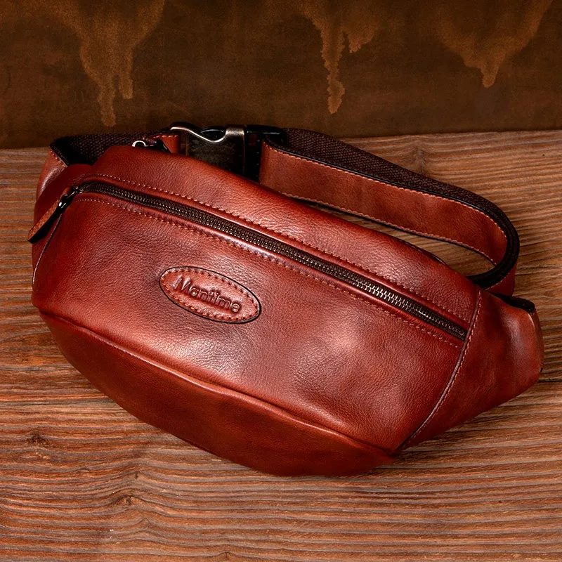 Retro genuine leather commuting fashion shoulder bag top layer vegetable tanned cowhide mobile phone crossbody bag