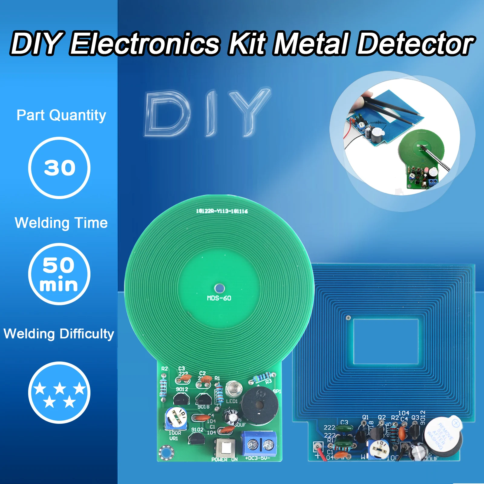 Metal Detector elettronico DC 3V-5V 60mm modulo scheda sensore senza contatto parti elettroniche Metal Detector Kit fai da te