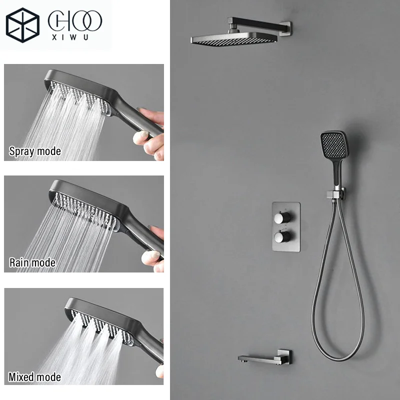 Bathroom three-function hidden shower head, three-function handheld, replacement and maintenance without damaging the wall