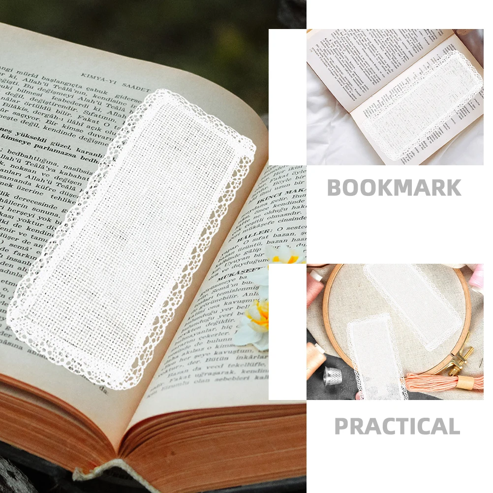 20 Pcs Cross Bookmarks Fabric Sewing Hollow Out Polyester Mini Hoop Blank Student Crafts Bulk Bookmark Kits