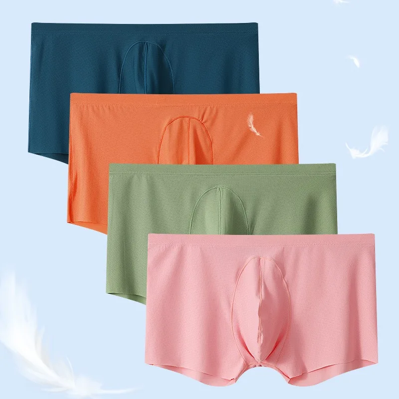 Men's underwear ultra-thin ice silk solid color four corner underpants boxer shorts