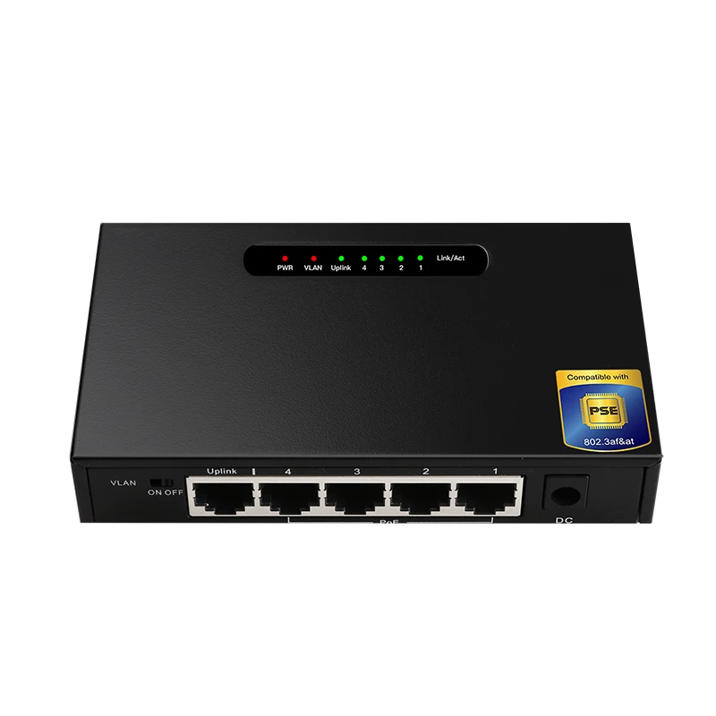 5포트 1000Mbps 비관리형 PoE 스위치 4포트 1G PoE + 1포트 업링크 이더넷 스위치