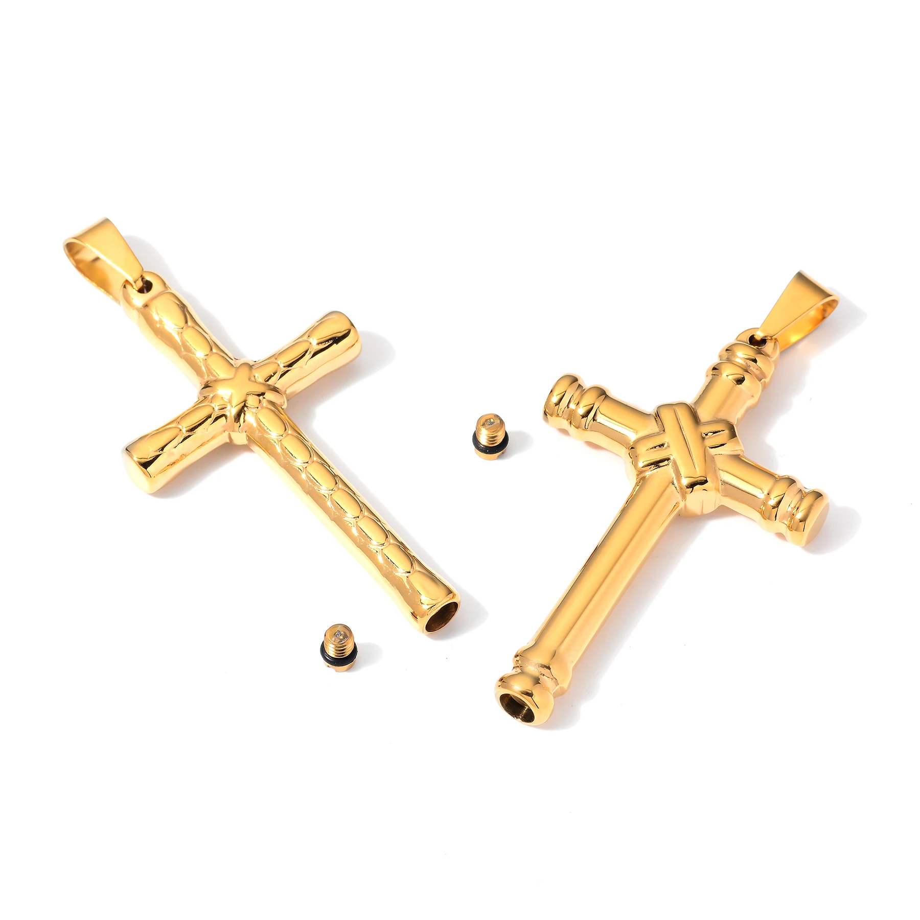 Edelstahl Vintage Christliches Kreuz Urnen-Halskette für Einäscherungsasche, Andenken-Schmuck, Asche-Gedenk-Anhänger mit 20-Zoll-Kette – Detail 2